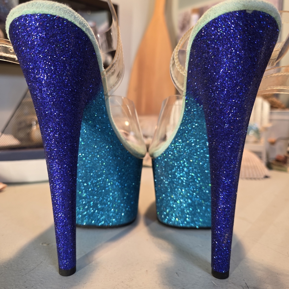 Blue Glitter Platform Heels - Picture 2 of 4